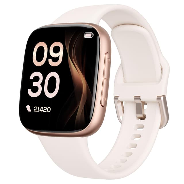 antfit Smartwatch Damen, AMOLED Ultra-Klar Display, 3ATM Wasserdicht zum Schwimmen, Fitnessuhr mit telefonfunktion Pulsmesser Schlafmonitor 100 Sportmodi, kompatibel Android iOS, Beige
