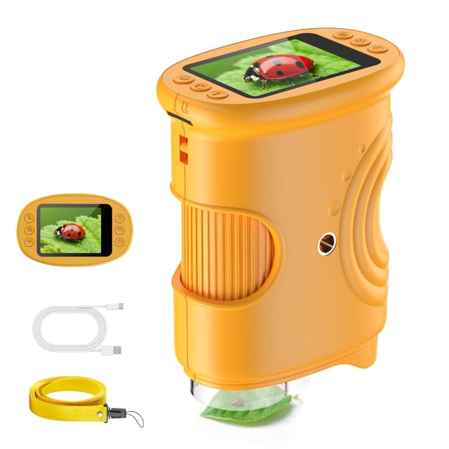 1000X Kinder Handy Mikroskop Lupe: Digitale Taschenmikroskop mit 2.0" IPS Bildschirm & 8 LED Licht - Geschenk ab 4-12 Jährige - Mini Magnifying Glass - Kids Gartenspielzeug