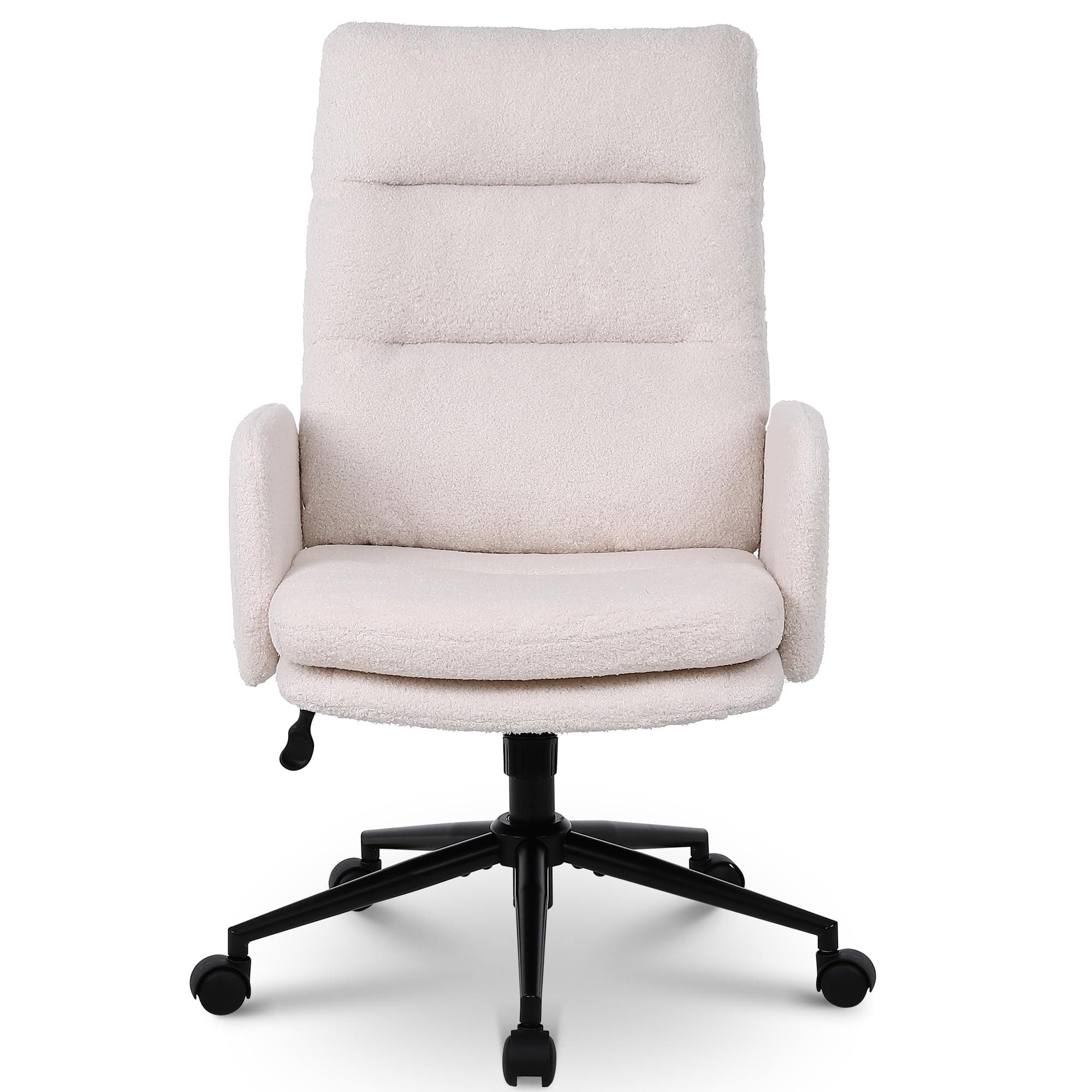 Nusetx Schreibtischstuhl, Bürostuhl aus Kunstpelz, Schminktisch Stuhl, Höhenverstellbar Drehstuhl, Ergonomischer Computerstuhl für Arbeitszimmer, Schlafzimmer, Büro, Home Office, Beige Beige Modern