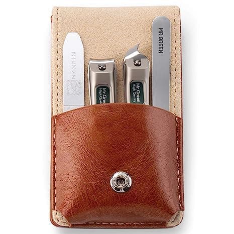 MR.GREEN Maniküre Set Männer, 4Pcs Nagelknipser mit Lederetui, Solingen Edelstahl Fingernagel Fußnägel Knipser 4-teiliges Set