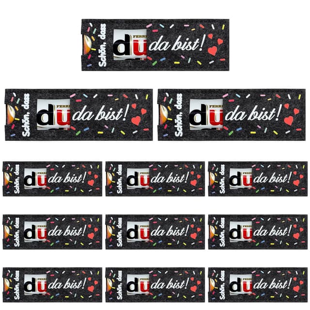 Schön dass du da Bist Gastgeschenk, Schön das du da Bist Hülle Filz Geschenk für Schokolade, Gastgeschenke Gast Geschenke Verpackung für Geburtstag Hochzeit Taufe Konfirmation Kommunion Abschluss style-1 1 stück (12er Pack)
