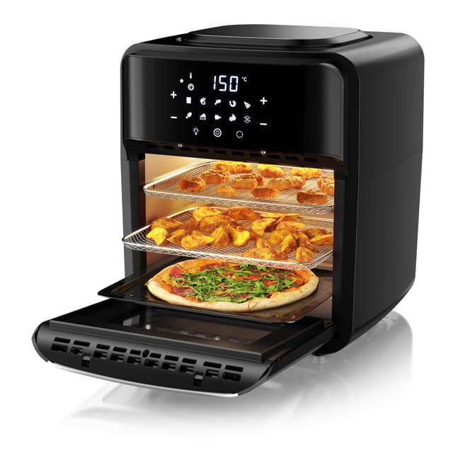 Arendo - Heißluftfritteuse XXL mit LED Touchscreen 12 Liter - Grill - Dörrautomat - Backofen - Air Fryer - Touchscreen - Easy&Clean - Fritteuse ohne Öl - Umluft - Pizza Hähnchen Pommes - BPA frei A: 12 Liter