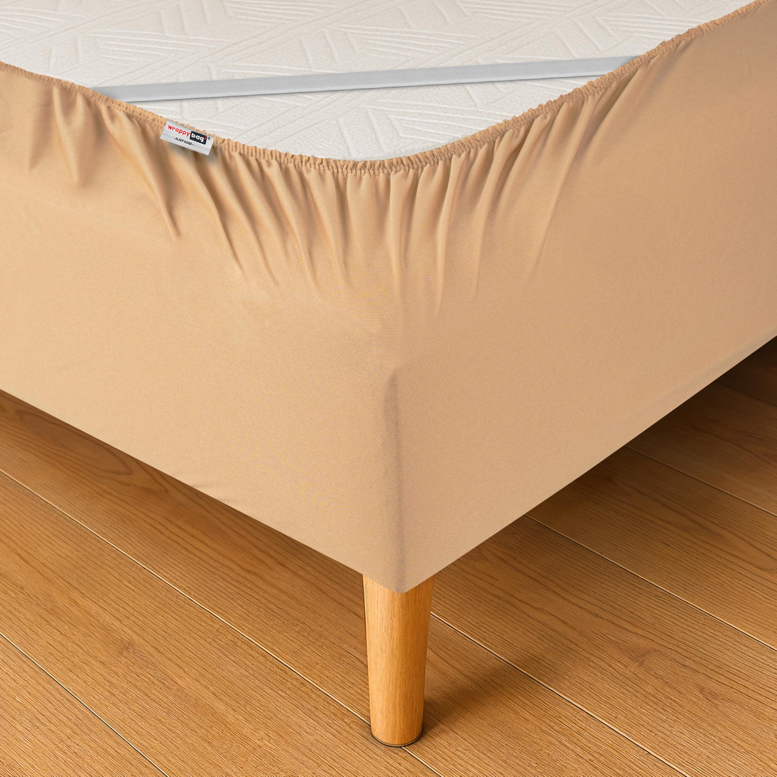 WRAPPYBAG Betthusse 140 x 190 mit Gummizügen – Erneuern und Modernisieren Sie Ihr altes Bett – Farbe Beige - 6 Größen verfügbar 140 x 190 x 20 cm Beige