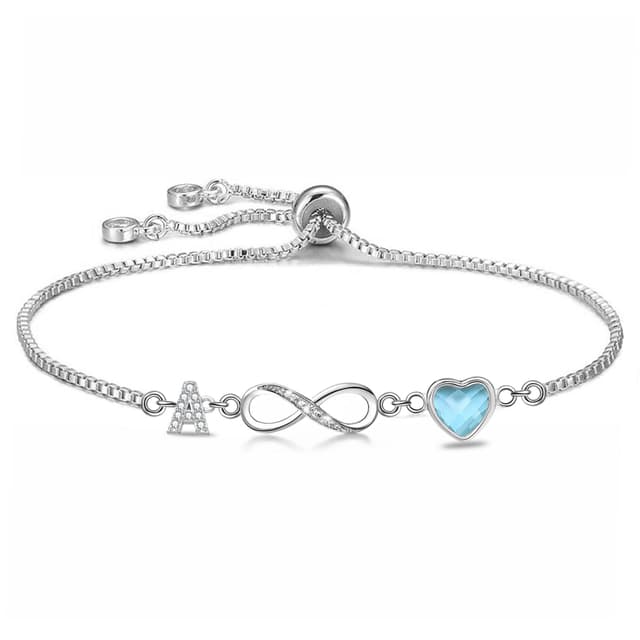 Kraven Infinity Armband Damen 925 Silber, Unendlichkeit Herz Zirkonia Armbänder Verstellbar Armkette Valentinstag Muttertag Geburtstags Weihnachten Geschenk für Sie Frauen Freundin mama
