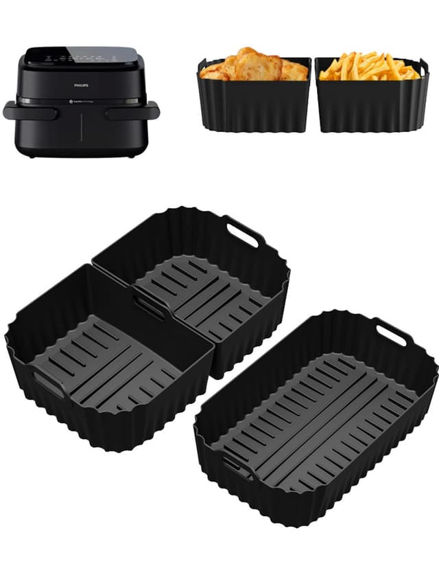 Xaarmonex Silikonform HeißLuftfritteuse für Philips Airfryer 1000 Series Flexible Basket 7.1 L(NA154/00), 3 Stück Airfryer Silikon Einsatz Accessories Liners, Airfryer Silikonform Antihaft