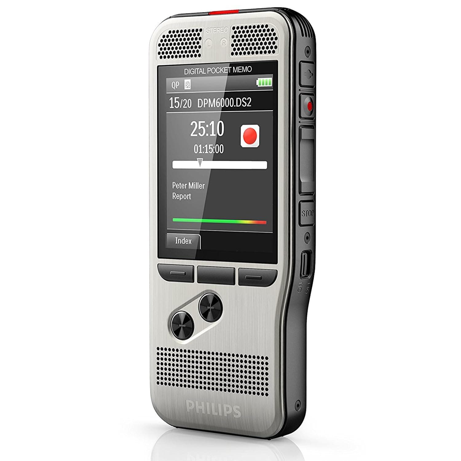 Philips PocketMemo DPM6000 Digitales Diktiergerät, Audiorecorder, Aufnahmegerät inkl. Diktiersoftware SpeechExec Basic 2-Jahres-ABO Single