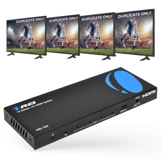 OREI 4K 1x4 HDMI Splitter, - 1 Port auf 4 HDMI Display Duplizieren/Spiegeln - Powered Splitter Ver 1.4 Zertifiziert für Full HD 1080P Hohe Auflösung & 3D Unterstützung (Ein Eingang auf vier Ausgänge)