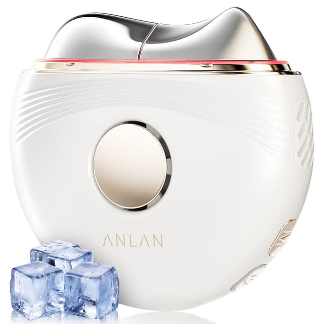 EMS Gua Sha Elektrisch, ANLAN Gesichtsmassagegerät Gegen Falten Blau Violett Rotlichtlampe Gesicht Kalt Wärme Massagegerät Gesicht 3 Intensitätsstufen Face Massager Anti Aging Mittel