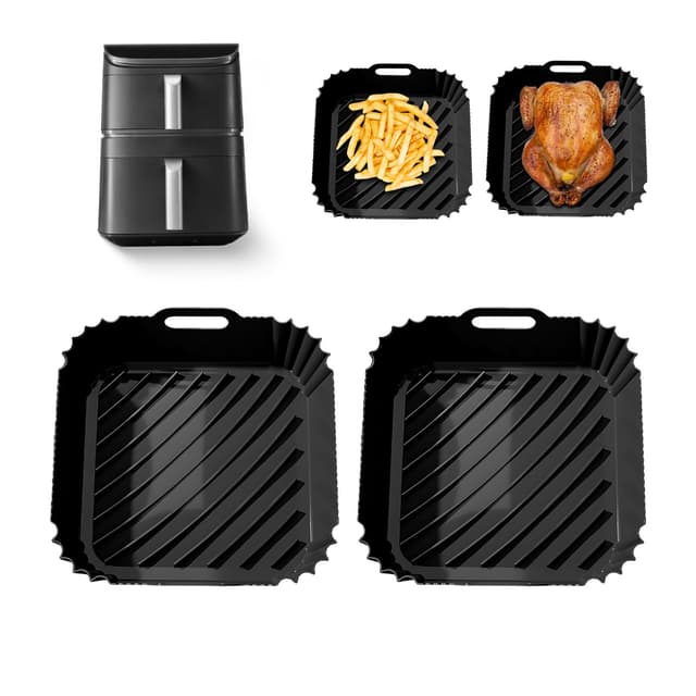 Silikonform Heißluftfritteuse Zubehör für COSORI Turbo Tower Pro Heißluftfritteuse 10,8L Double Stack Airfryer mit DualBlaze Auflaufform Silikon Einsätze für COSORI Air Fryer CAF-DC112-ADE(6,5L&4,3L) Silikonform für Cosori 10,8l
