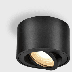 GeyouLux 1x LED Aufbauspot Schwarz - Extra Flach & 38° Schwenkbar Spots Deckenleuchte - Ø80x50mm - Aufputz Spots Decke inkl. 5W 3000K LED Modul 230V - Deckenspots, DeckenstrahlerAufbaustrahler 3000k Schwarz 1 Stück