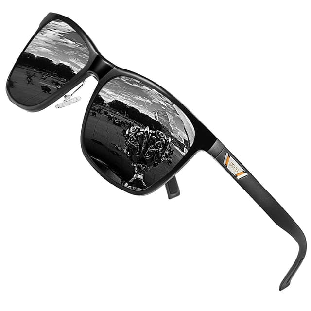 DUCO Sonnenbrille für Herren Damen Polarisiert Retro Unisex Sonnenbrillen Al-Mg Metallrahmen Polarisierte Brille UV 400 Fahrerbrille 3029H Schwarz/Grau
