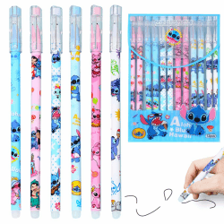ADYEKSD 12 Stück Radierbare Stifte, Schulbedarf Kinder Cartoon 0.5 mm Gelstifte Radierbar Radierbare Stifte mit Tierkopf Tintenroller Radierbar für Schulsachen Bürobedarf Studenten Blau