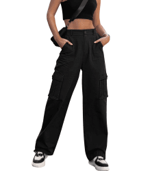 Dordanity Y2K Cargohose für Damen Baggy Hosen High Waist Wanderhose Baumwolle Arbeitshose mit Multi Taschen