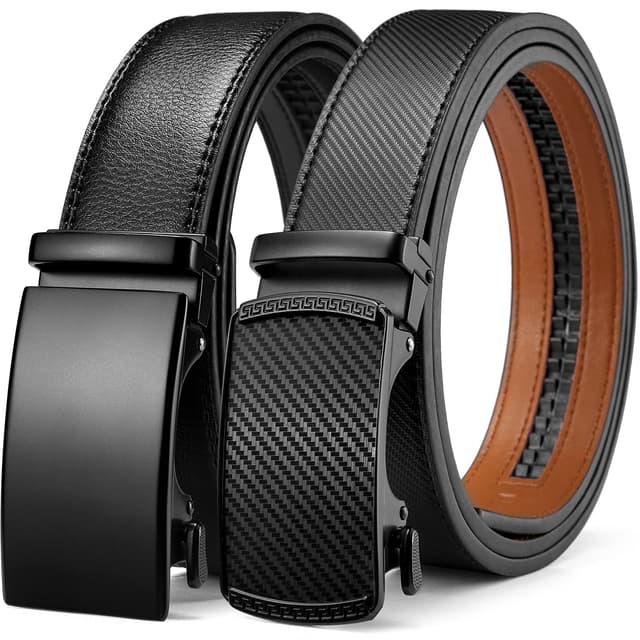 BOSTANTEN Gürtel Herren, Ledergürtel für Herren mit Ratsche Automatikschließe Business Anzug Gürtel Breit 35mm,Größe Angepasst B-008-schwarz+schwarz Länge 105CM,28"-34" taille verstellbar