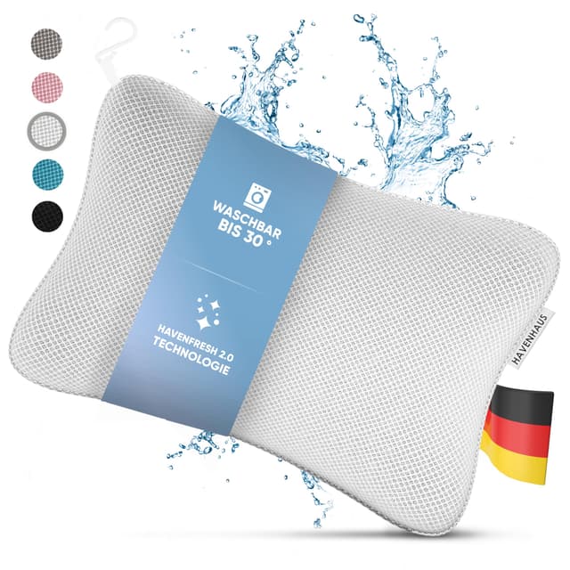 HAVENHAUS Premium Badewannenkissen Weiss | Badekissen für Badewanne schnelltrocknend & extra große Saugnäpfe für festen Halt | Kissen Badewanne waschbar | Kopfkissen für optimale Nacken Entspannung klein Weiß