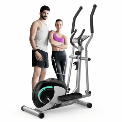 Dripex Crosstrainer für zuhause, Magnetisch Ellipsentrainer, Ultraleiser Crosstrainer mit 8-stufiger Widerstand, 6KG Schwungrad, Pulssensor, LCD Monitor, Gerätehalterung, Transporträder Grün