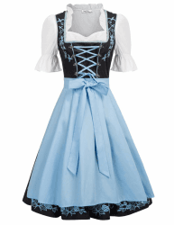 JASAMBAC Damen Dirndl 3-Teiliges Oktoberfest Dirndl Trachtenkleid Dirndlkleider Karneval Oktoberfest Party Kostüm
