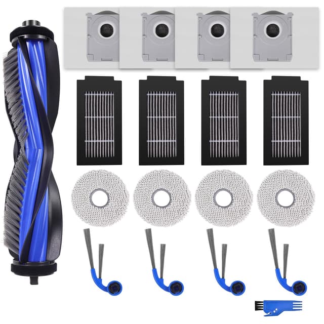 Spofan Zubehör Ersatz Kompatibel für ECOVACS DEEBOT T30C OMNI Saugroboter, 1 Hauptbürste, 4 Filter, 4 Seitenbürsten, 4 Mopp Wischtücher, 4 Staubbeutel, 1 Reinigungsbürste T30c Omni Zubehör