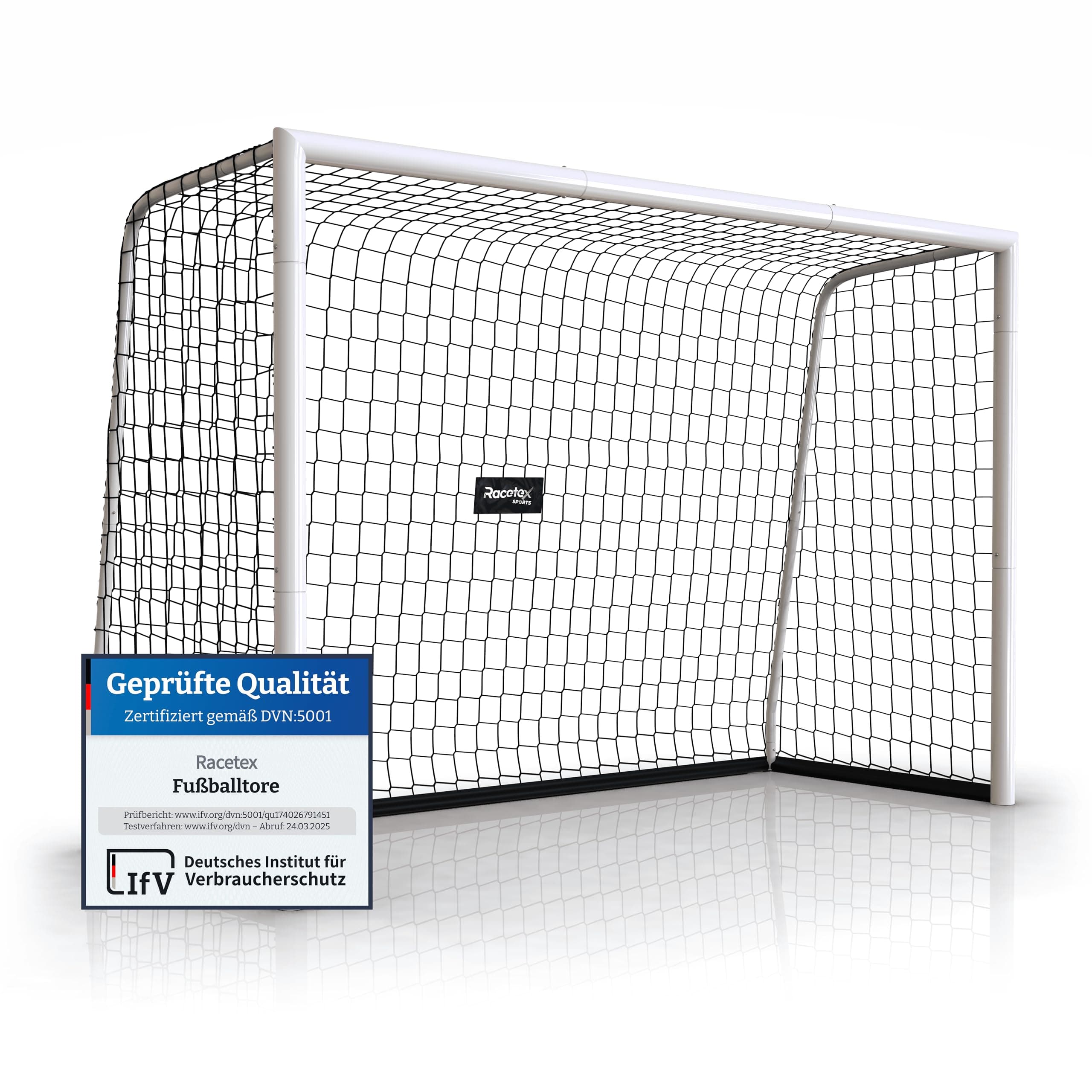 Racetex Fussballtore für Garten Kinder und Erwachsene [ENORM ROBUST] - Fußballtor Kinder mit Stabiler Stahlrahmen Front - Fußballtore inkl. Edelstahl Erdanker - Das Tor für den Garten