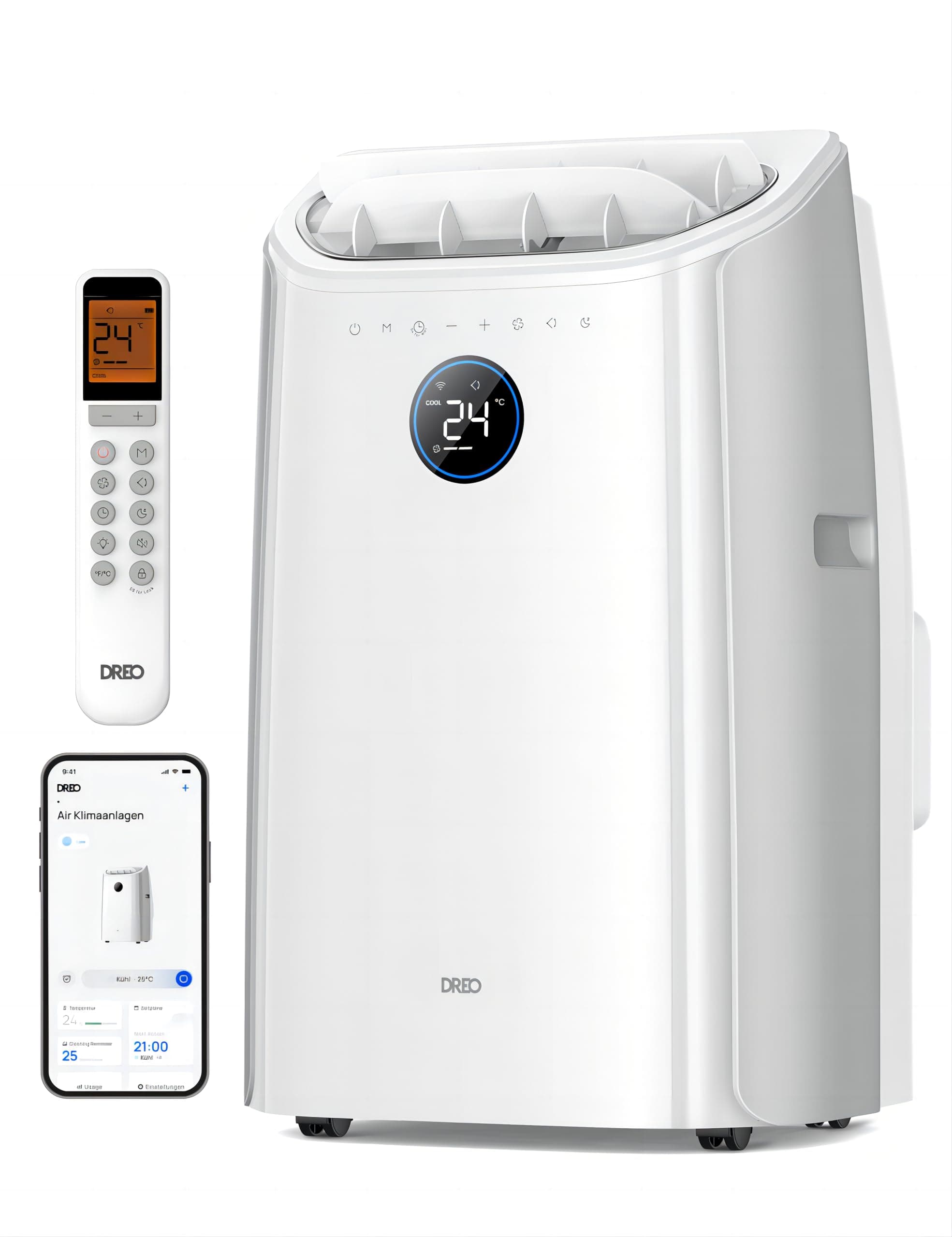 Dreo Tragbare Klimaanlagen, 10.000 BTU AC Einheit für Schlafzimmer mit Drainagefreier Kühlung, APP/Stimme/Fernbedienung, 24h Timer mit Ventilator & Luftentfeuchter, AC515S Weiß 10000BTU