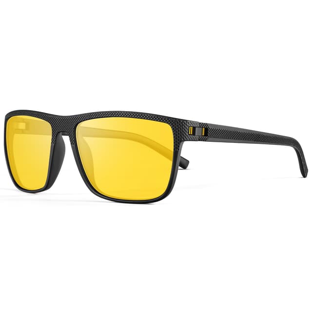 HENGOSEN Sonnenbrille-Herren-Damen Quadrat Polarisierte leicht Sunglasses UV-Schutz für Fahren 31 Schwarz/Gelb