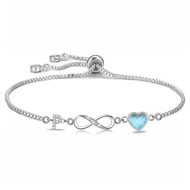 Kraven Infinity Armband Damen 925 Silber, Unendlichkeit Herz Zirkonia Armbänder Verstellbar Armkette Valentinstag Muttertag Geburtstags Weihnachten Geschenk für Sie Frauen Freundin mama P