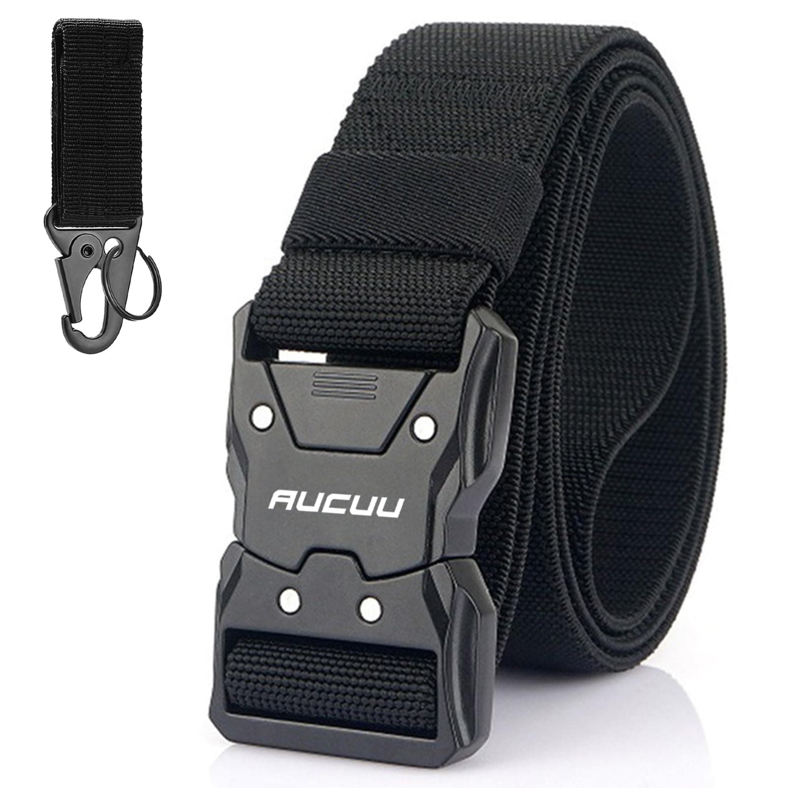 Aucuu Schnellverschluss Taktischer Gürtel, Arbeitsgürtel Herren mit Schnellspanner Metallschnalle, Militär Wandern Arbeitgürtel, Gürtel Nylon Canvas Belt, Herren Belt für Outdoor, Arbeit, Militär