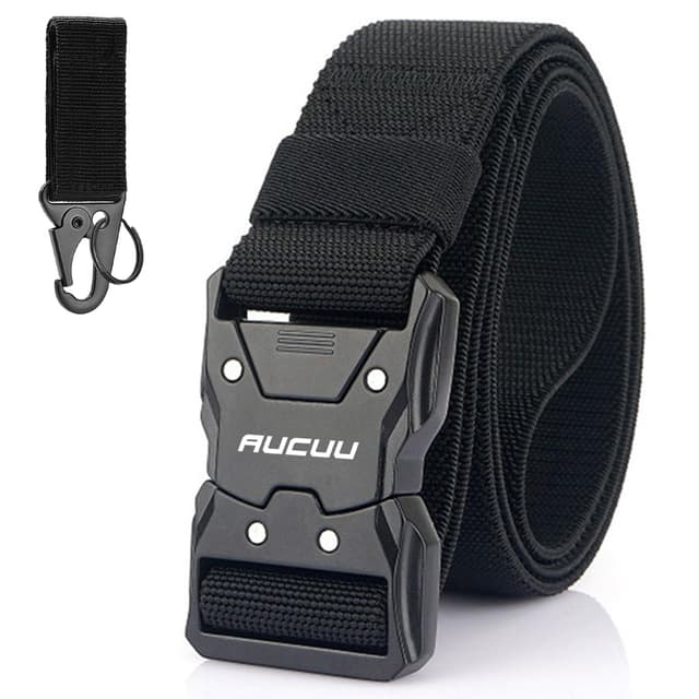 Aucuu Schnellverschluss Taktischer Gürtel, Arbeitsgürtel Herren mit Schnellspanner Metallschnalle, Militär Wandern Arbeitgürtel, Gürtel Nylon Canvas Belt, Herren Belt für Outdoor, Arbeit, Militär