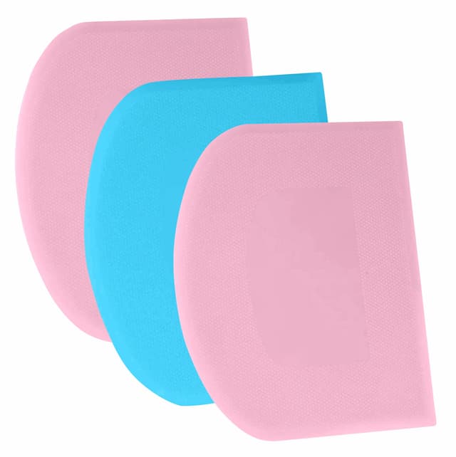 SURDOCA Teigschaber Teigkarte Teigschneider Teigspachtel, 3P 4.7x3.7" Kunststoff BPA Frei Flexibel Scharfe Kante Ecken Anti-Rutsch Kuchenschaber, Backen Zubehör Dekorationswerkzeuge Modellierwerkzeug 12x9.5cm/4.7x3.7'' Rosa+blau+rosa