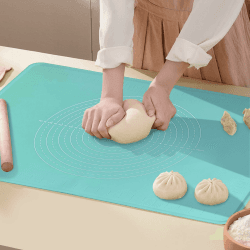 Silikon Groß Backunterlagen Rutschfeste Antihafte Teigunterlage Backmatte Mit Hohem Rand, für die Herstellung von Keksen, Macarons, Arbeitsplatte, Platzdeckchen (60 x 40cm) Inidigo 60x40cm