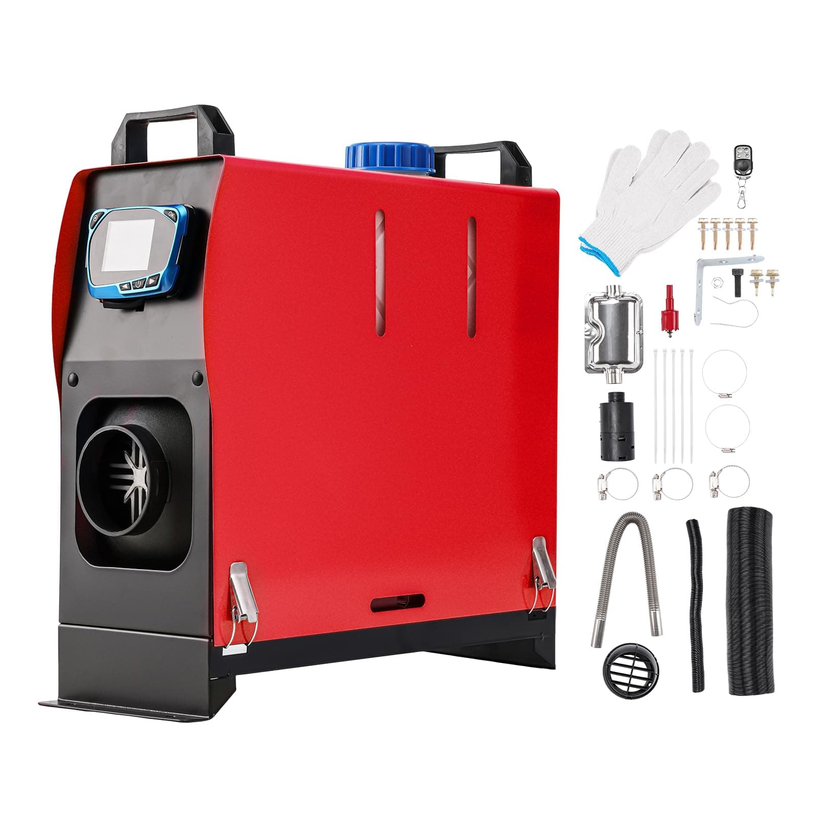 ShockFlo 12V 8KW All-in-One Diesel Luft Auto Standheizung, Luft Dieselheizung Standheizung mit LCD-Display & Fernbedienung, Lufterhitzer für LKW, Boot, Autoanhänger, Wohnmobil, Reisewagen Rot
