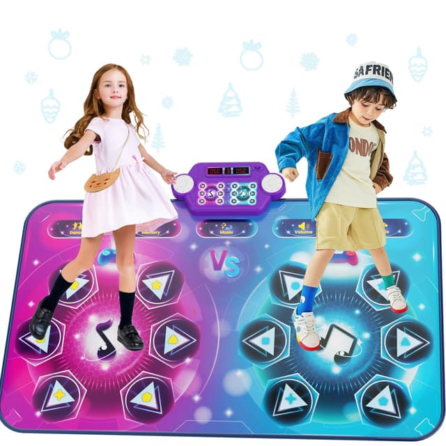 maysida Rechargeable Tanzmatte für 2 Kinder Spielzeug Geschenke für Mädchen Jungen 4 5 6 7 8Jahre,Kindertanzmatten für 1/2 Spieler(3 Spielmodi), Interaktive Musikmatte Weihnachten Geburtstag Spielzeug Bluetoorh+XXL