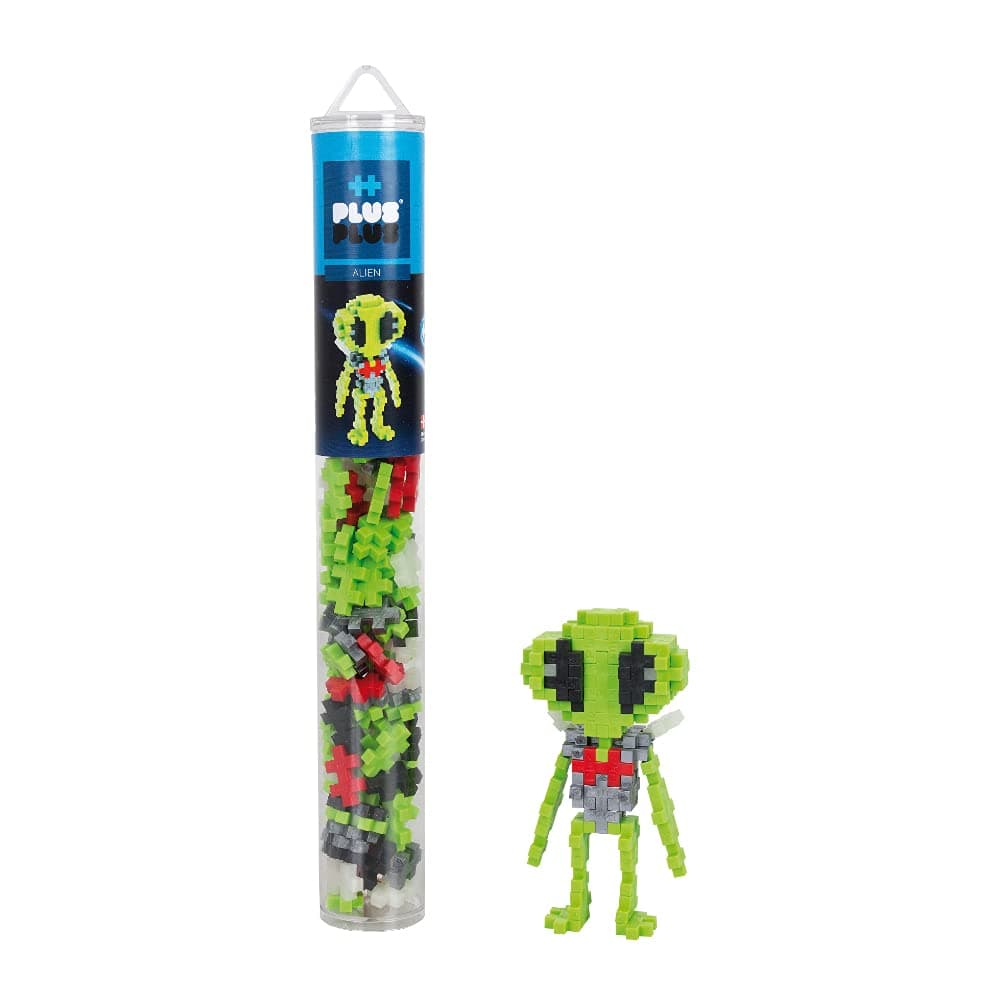 Plus-Plus 9604246 Kreativ-Bausteine Tube, Alien, Geniales Konstruktionsspielzeug, 100 Teile grün 100 Pieces