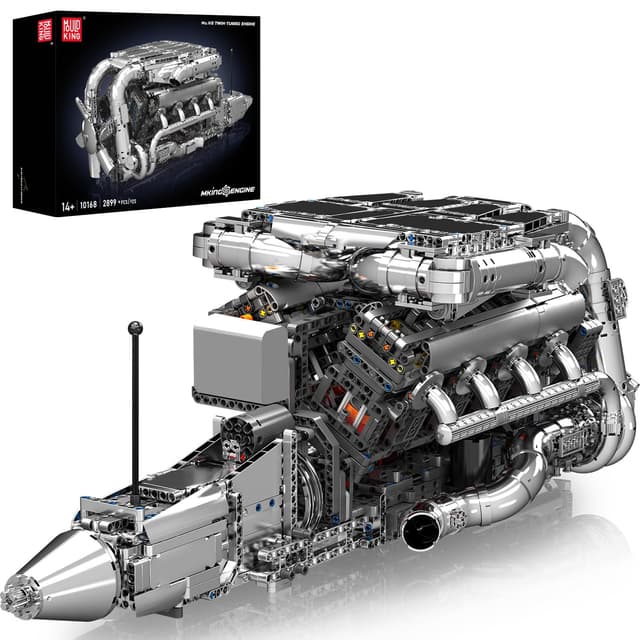 Mould King 10168 Technik V8 Motor Bausteine Spielzeug, APP V8 Motor Bausatz Auto Klemmbausteine Technik Modell Enthält Batteriekasten als Spielzeug/Geschenk/Sammlerstücke (2899 Teile)