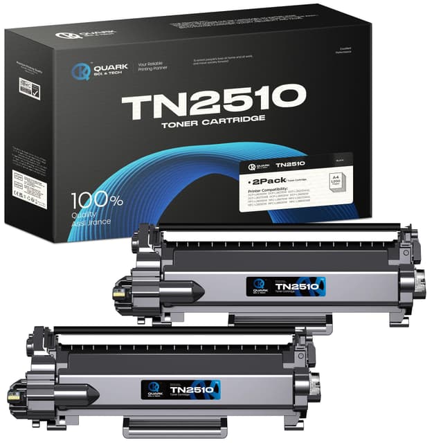 Quark TN-2510 Toner Kompatibel für Brother TN2510 Tonerkartusche für HL-L2400DW HL-L2445DW DCP-L2660DW DCP-2620DW MFC-L2800DW MFC-L2860DW Drucker (2Pack,Schwarz) TN2510 2B