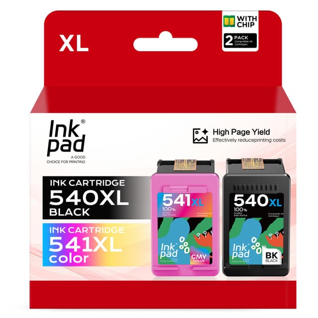 iNKPAD PG 540 XL CL-541XL Patronen Multipack für Canon 540 541 XL Schwarz Color PG 540 PG-540 CL 541 für Canon TS5150 TS5151 MG3650 MG3650s MG3600 MG4200 MX475 MX530 (Schwarz+Tri-Color) 540XXL (1 Schwarz + 1 Tri-Color)