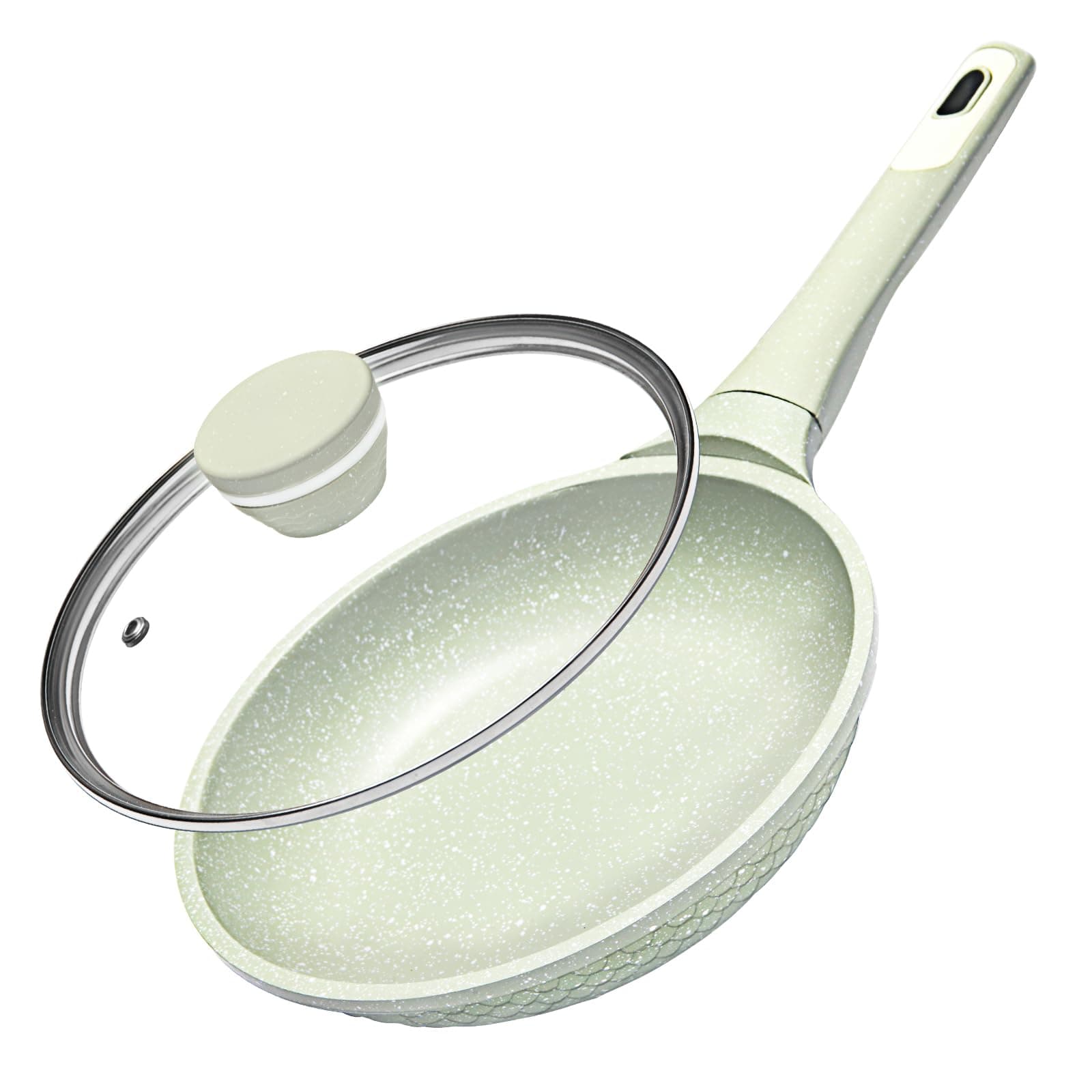 DYGG Antihaft Bratpfanne 20 cm mit Glasdeckel - 100% PFAS/PFOA Frei, für alle Herdarten (Induktion, Gas,Elektro,Ceran), Granitbeschichtung für fettfreies Braten | Spülmaschinenfest Antihaft-pfannen-20 Cm