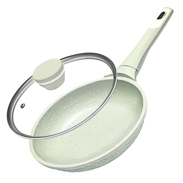 DYGG Antihaft Bratpfanne 20 cm mit Glasdeckel - 100% PFAS/PFOA Frei, für alle Herdarten (Induktion, Gas,Elektro,Ceran), Granitbeschichtung für fettfreies Braten | Spülmaschinenfest Antihaft-pfannen-20 Cm