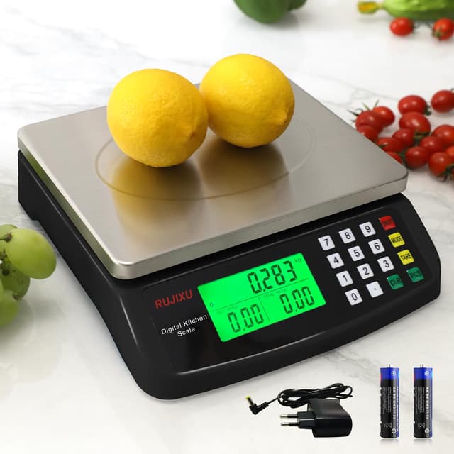 Digitale Küchenwaagen 30kg waage küche Edelstahl Digitalwaage mit LCD Display und Tara Funktion Digital Feinwaage mit PCS zählwaage´, 3 Einheiten Konvertierung BLACK 30kg