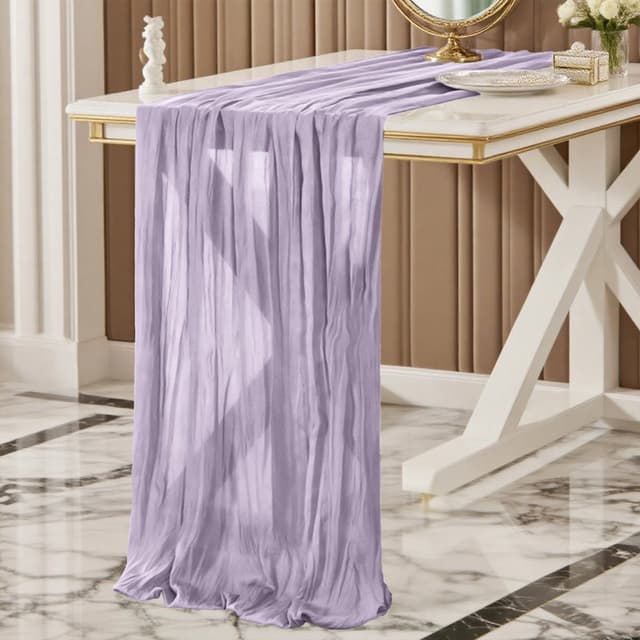 Käsetuch Tischläufer Lila, 300 x 90 cm Boho Gaze Cheesecloth Tischläufer für Hochzeit, Party, Babyparty, Brautparty Küche Tisch Dekoration Lila 90 X 300 cm，1 Stück