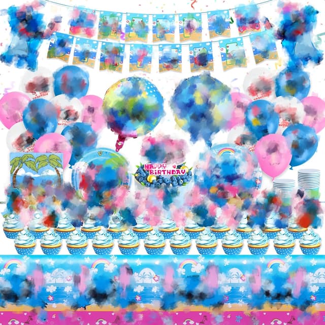 Luftballon2 Luftballons Geburtstagsdeko Mädchen Junge, Partygeschirr Kindergeburtstag Deko Tortendeko Folienballon Geburtstag Banner Pappteller Partyzubehör Tischdecke Becher Servietten Latexballon A1