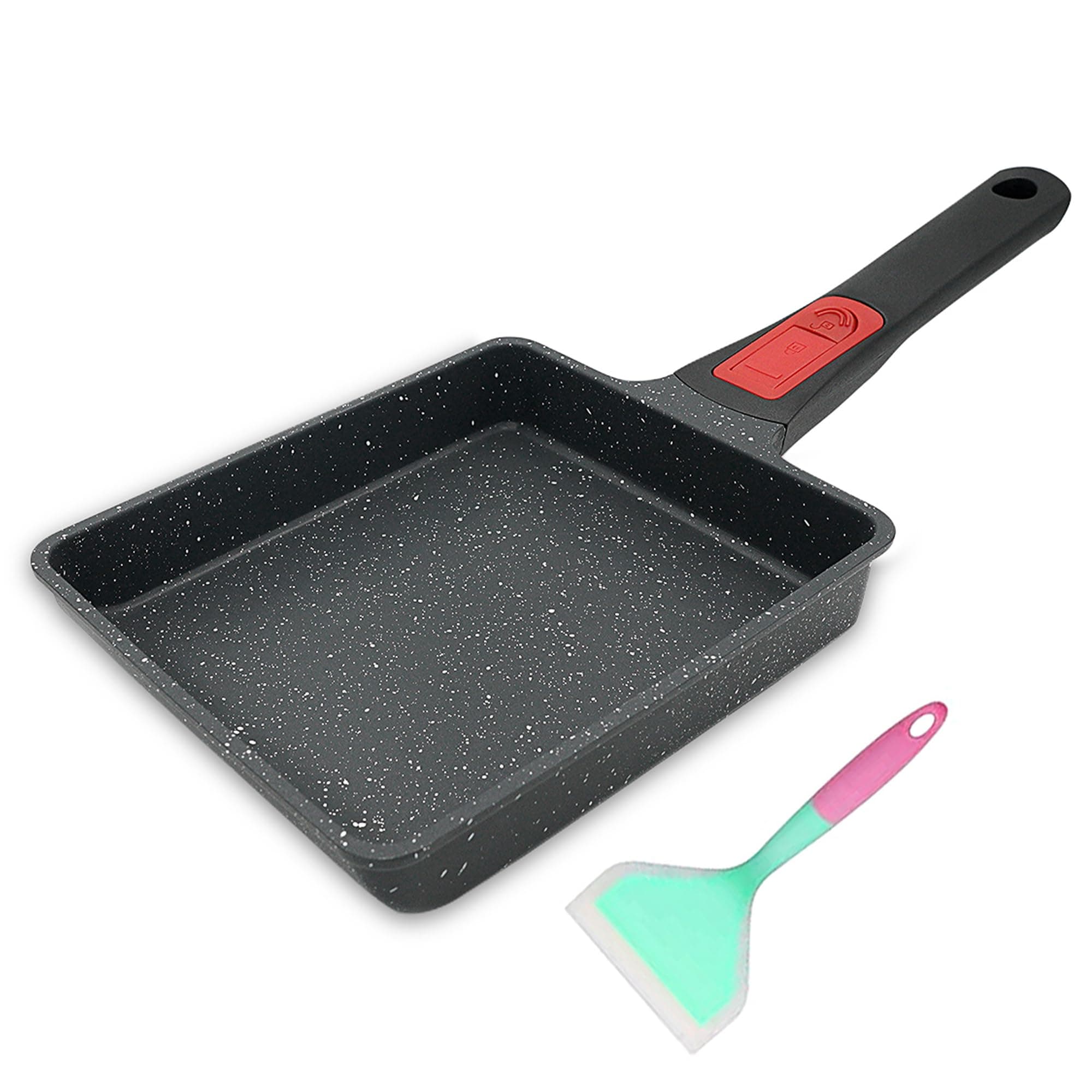 Bobikuke Tamagoyaki Pfanne Antihaft Omlettenpfanne, Rechteck japanische pfanne mit Abnehmbarer Griff, Geeignet für alle Herdarten, Backofen und spülmaschinenfest, 19 x 16 cm Schwarz