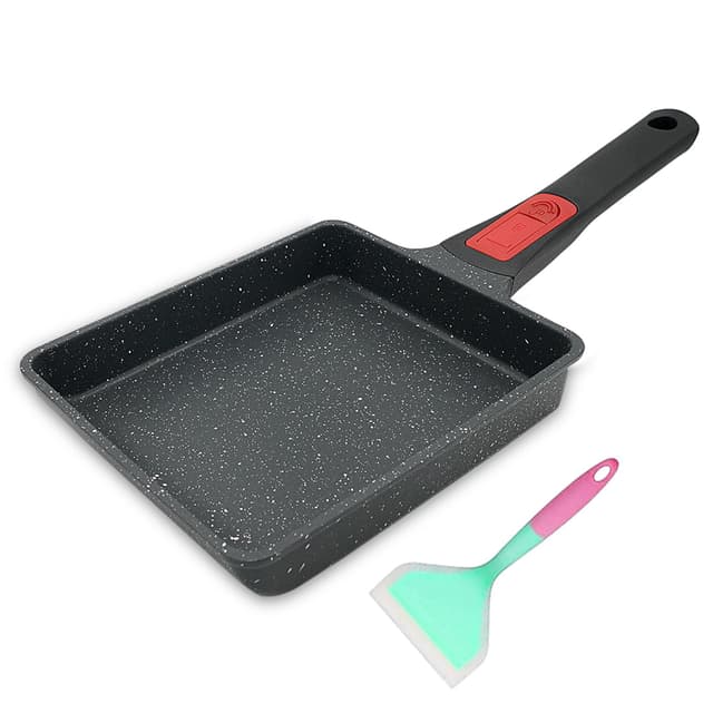 Bobikuke Tamagoyaki Pfanne Antihaft Omlettenpfanne, Rechteck japanische pfanne mit Abnehmbarer Griff, Geeignet für alle Herdarten, Backofen und spülmaschinenfest, 19 x 16 cm Schwarz