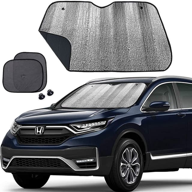 Big Ant Auto Frontscheibe Sonnenschutz + 2 Seitenschirme | Faltbarer UV-Schutz & Hitzeblocker (140x70cm) für VW, BMW, Audi, Mercedes - Kühlendes Premium-Set4 - Blau