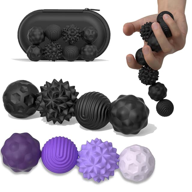 Bambebe 8 Stück Magnetische Fidget Toys, Magnetkugeln Anti Stress Bälle, Fidget Toys Erwachsene Sensorik Bälle, Magnetische Kugeln Acupressure Balls(lila&schwarz) Schwarz&Lila