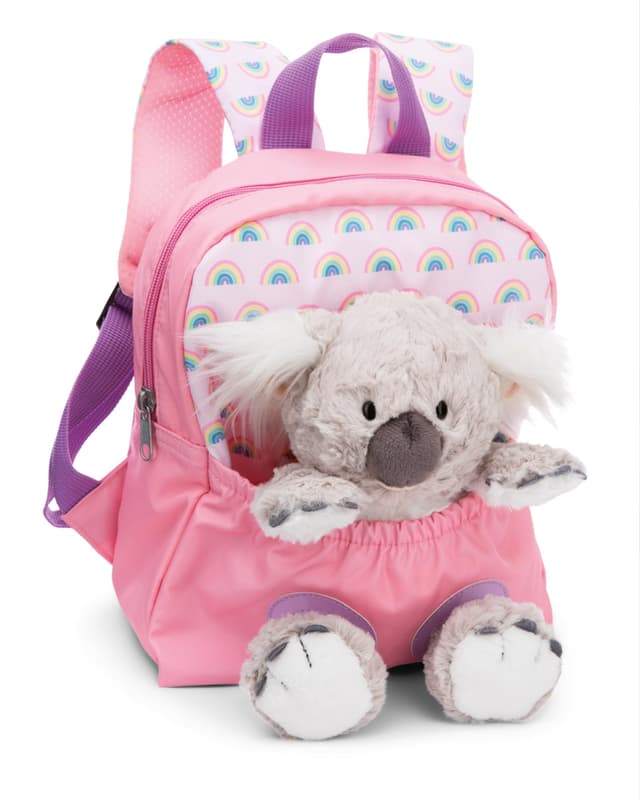 NICI Kinderrucksack rosa 2 in 1 mit Kuscheltier Koala 25cm - Kindergartenrucksack Mädchen & Jungen - Weicher Rückenbereich & verstellbare Gurte - 49841 Koala Rosa