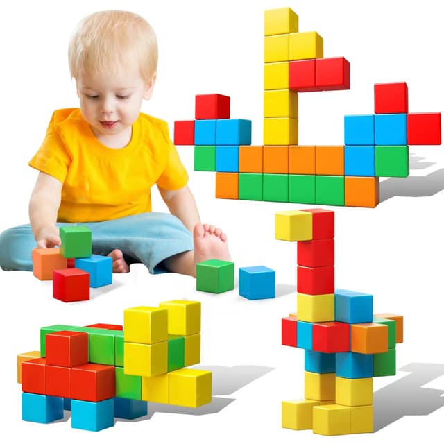 HNVWNSD Magnetische Bausteine, 30 Stück, Große Magnetische Würfel für Kleinkinder Jungen und Mädchen, Sensorisches Montessori-Spielzeug, Magnetisches Konstruktions Spielzeug 3.6 cm (magnetische 1)