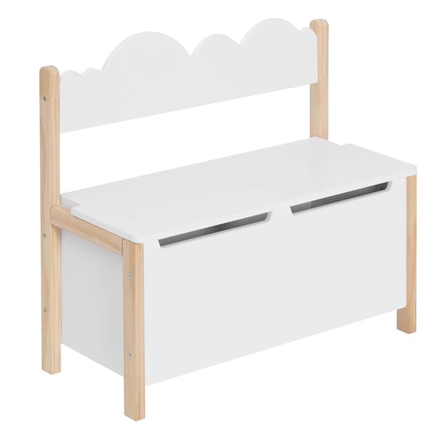 WOLTU Kindersitzbank mit Stauraum, 2 in 1 Spielzeugkiste, Aufbewahrungstruhe mit Rückenlehne, Truhenbank mit Klappdeckel für Kinderzimmer Spielzimmer
