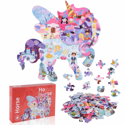 FORMIZON Puzzle Kinder, 48 Teile tierische Puzzleteile, Puzzle Spielzeug, Pädagogisches Spielzeug, Kinderpuzzle Geschenk für Jungen Mädche ab 7 Jahren (Einhorn)