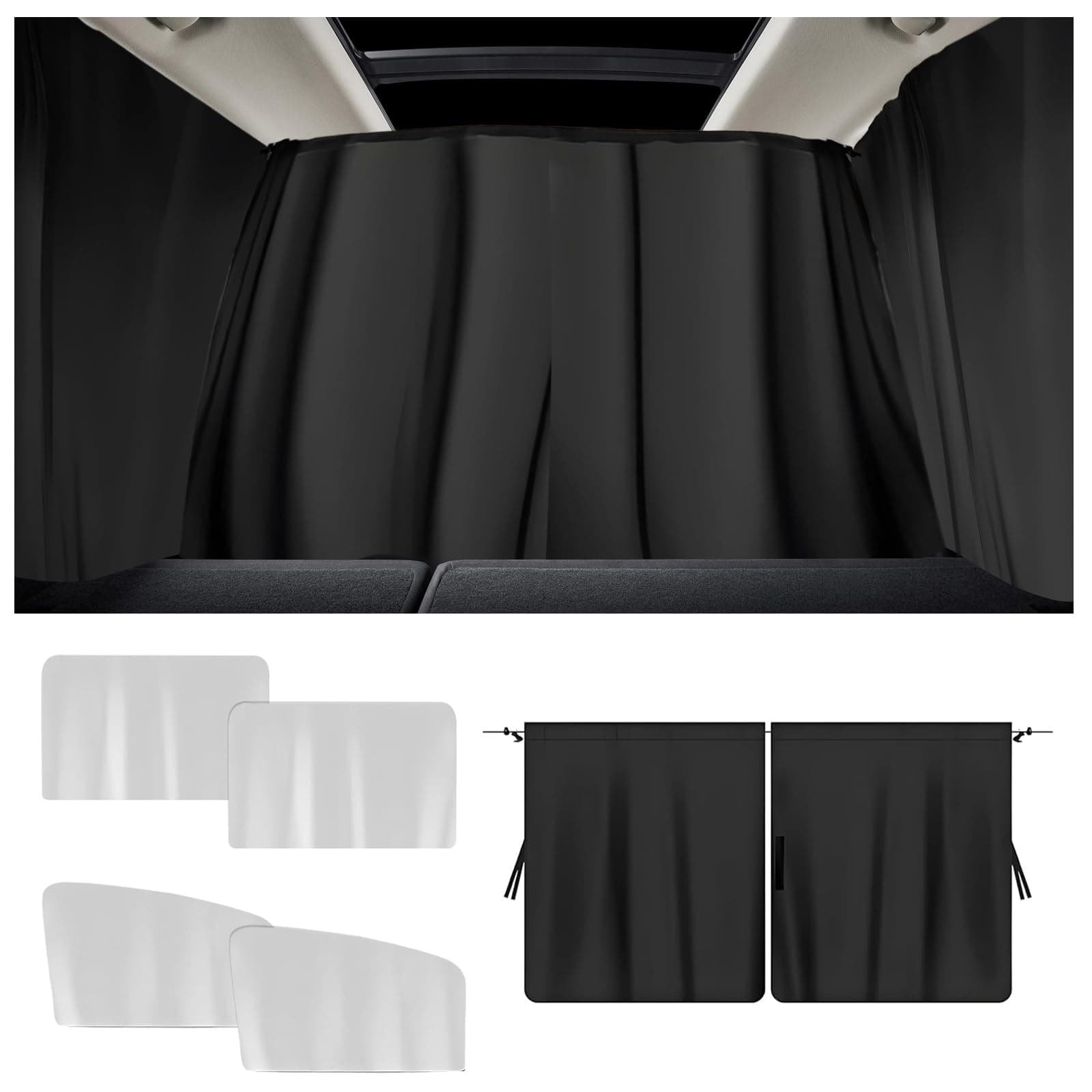 5 Stück Auto Fenster Sonnenschutz,Auto Sichtschutz Vorhänge Abnehmbarer Auto Trennvorhang, Auto Innenteiler Car Window Sun Shade Für SUV Und Allgemeine Fahrzeuge (Silber)